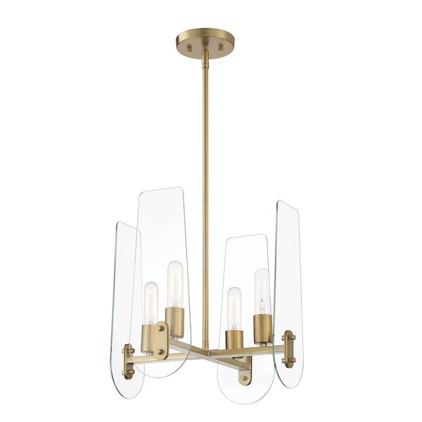 Designers Fountain Bergen Beach 4 Light Contemporary Brushed Gold with Clear Glass Shades Chandelier For Dining Rooms D256M-4CH-BG - main